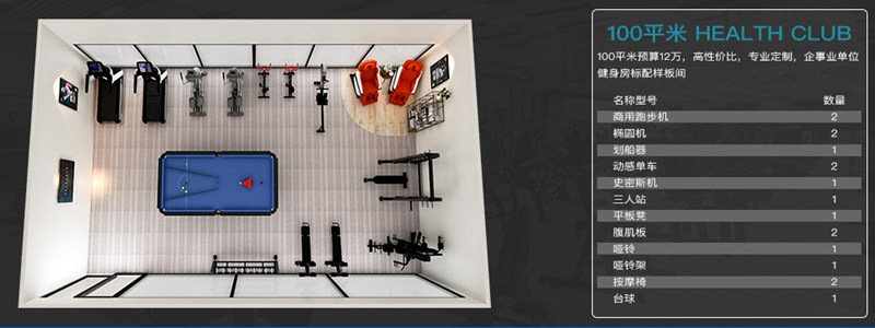 100平方健身室-kaiyun开云电竞健身器材企事业健身解决方案 100平方健身室-kaiyun开云电竞健身器材企事业健身解决方案